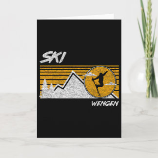 Tarjeta Ski Wengen Retro Switzerland Skiing Tee 
