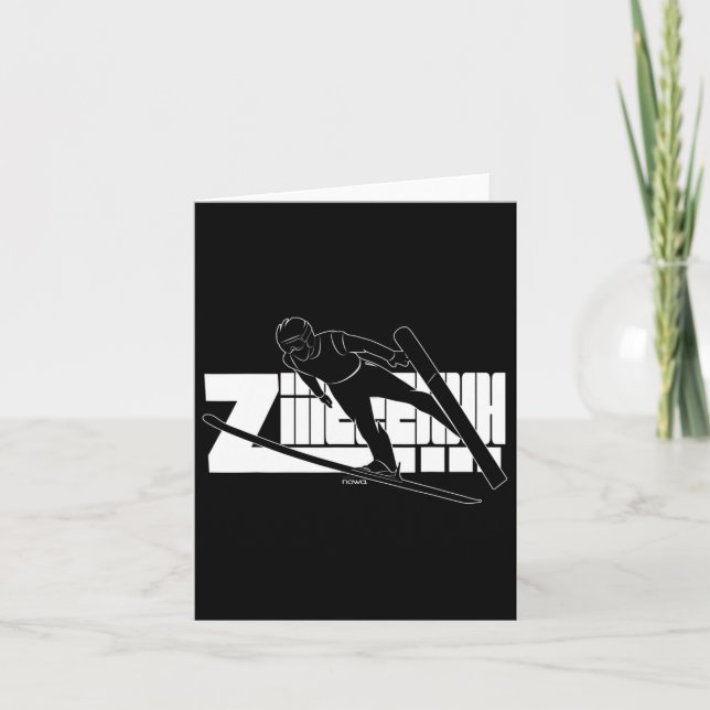 Tarjeta Ski Winter Sport Combinación nórdica Salto de esqu (Anverso)