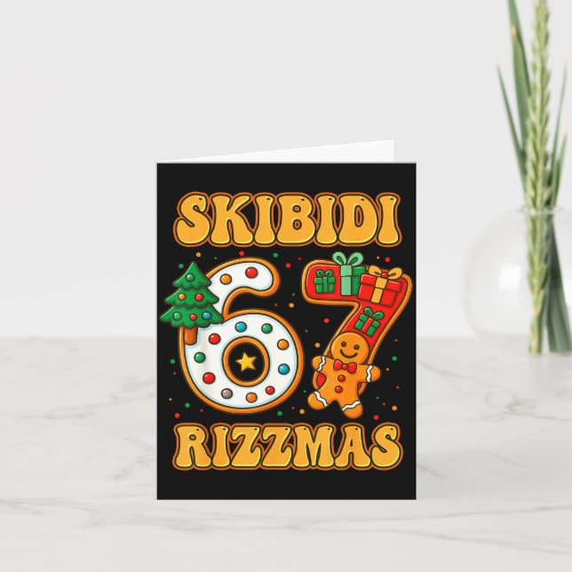 Tarjeta Skibidi 67 Rizzmas Funny Six Seven Meme Christmas  (Anverso)