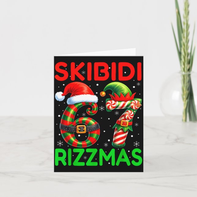 Tarjeta Skibidi 67 Rizzmas Funny Six Seven Meme Christmas  (Anverso)