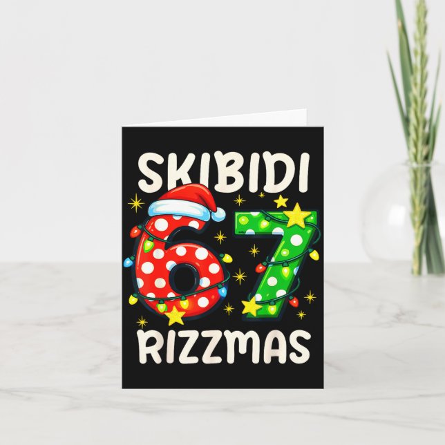 Tarjeta Skibidi 67 Rizzmas Funny Six Seven Meme Christmas  (Anverso)
