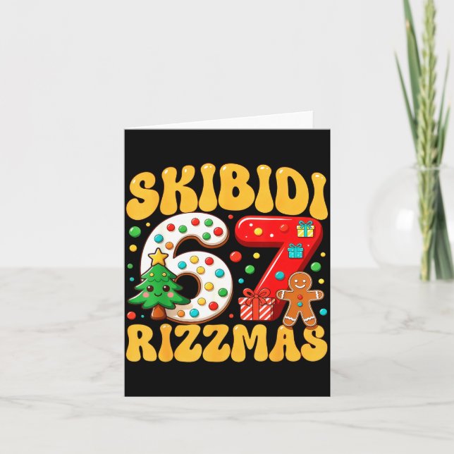 Tarjeta Skibidi 67 Rizzmas Six Seven Meme Christmas Boys G (Anverso)