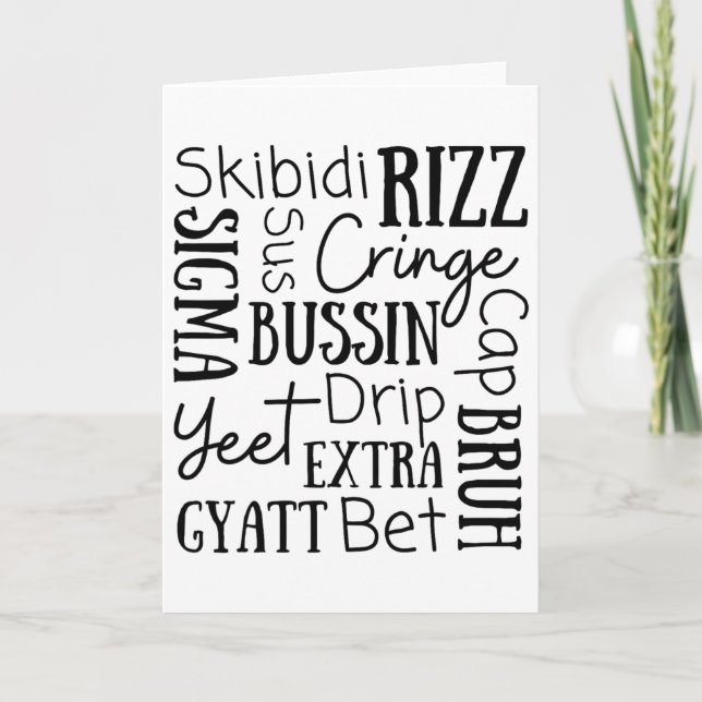 Tarjeta Skibidi Rizz Niños Divertidos Rizz Bussin Gen Z Na (Anverso)