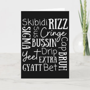 Tarjeta Skibidi Rizz Niños Divertidos Rizz Bussin Gen Z Na