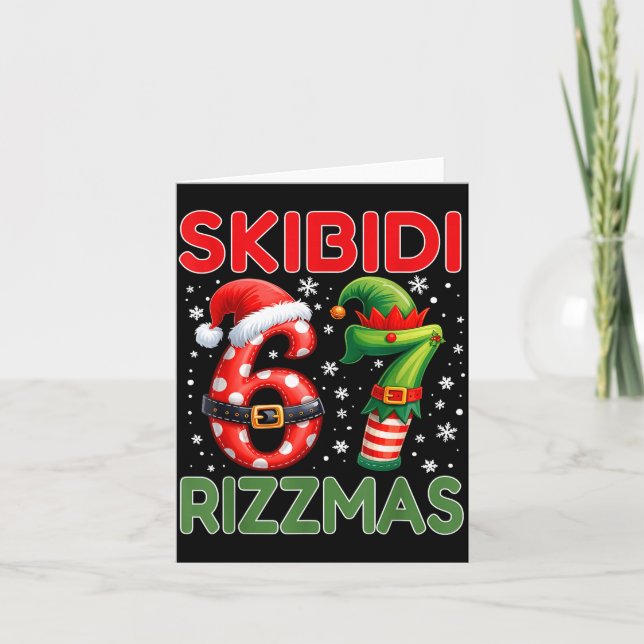 Tarjeta Skibidi Rizzmas 67 Christmas Six Seven Xmas Funny  (Anverso)