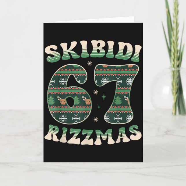 Tarjeta Skibidi Rizzmas 67 Six Seven Meme Ugly Christmas F (Anverso)