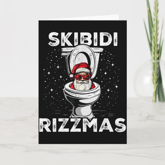 Tarjeta Skibidi Rizzmas Funny Inodoro Santa Elefante Blanc (Anverso)
