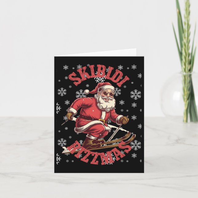 Tarjeta Skibidi Rizzmas Funny Navidades de Santa Rizz Ski  (Anverso)
