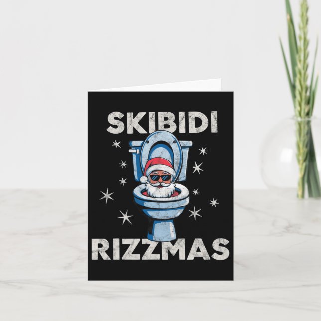 Tarjeta Skibidi Rizzmas Funny Navidades Santa Toilet Merry (Anverso)