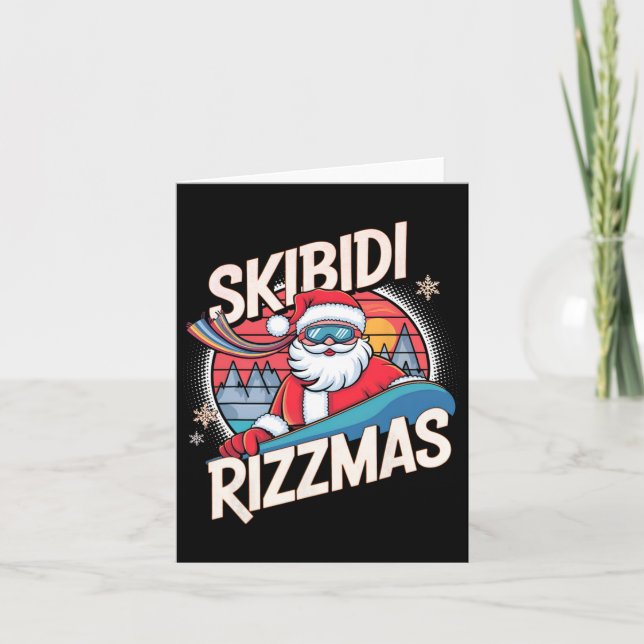 Tarjeta Skibidi Rizzmas Funny Santa Snowboard Xmas Chris (Anverso)