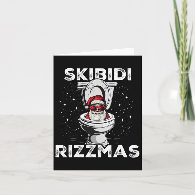 Tarjeta Skibidi Rizzmas Funny Toilet Santa White Elephant (Anverso)