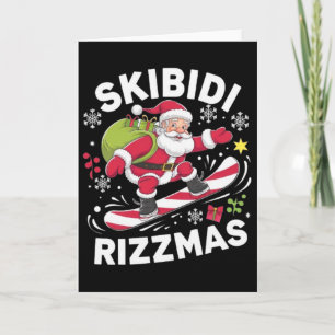 Tarjeta Skibidi Rizzmas Santa Claus Patineta Rizz Ho