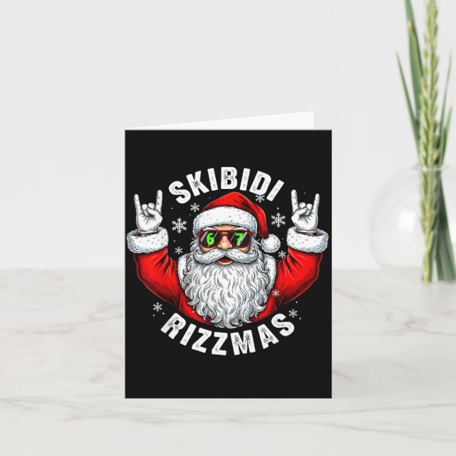 Tarjeta Skibidi Rizzmas Santa Sungles Funny Christmas Men  (Anverso)