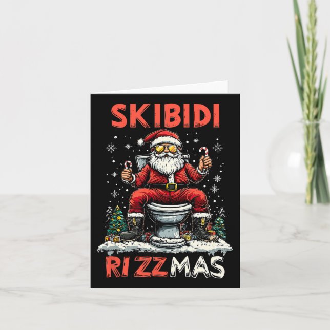 Tarjeta Skibidi Rizzmas Santa Toilet Funny Navidades (Anverso)