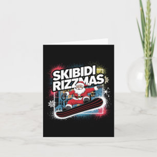 Tarjeta Skibidi Rizzmas Snowboarding Santa Funny Xmas Chri