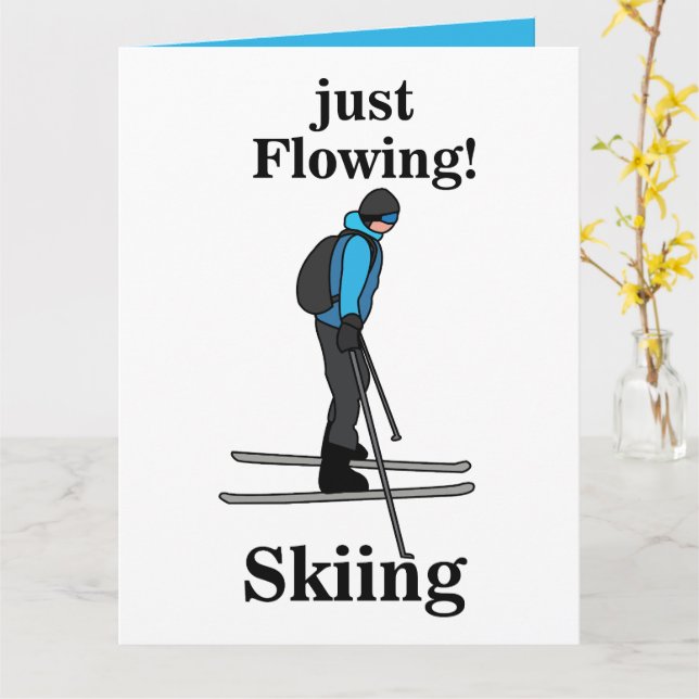 Tarjeta Skiing Just Flowing Skier (flor amarilla)