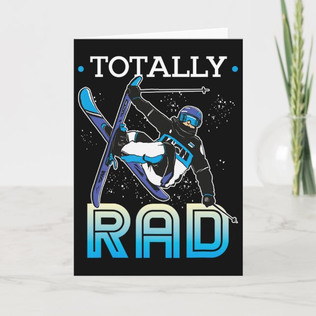 Tarjeta Skiing Outfit Nordic Skier Ski Totally Rad  (Anverso)