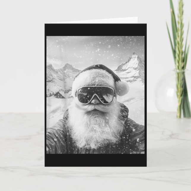 Tarjeta Skiing Santa Selfie Christmas  (Anverso)