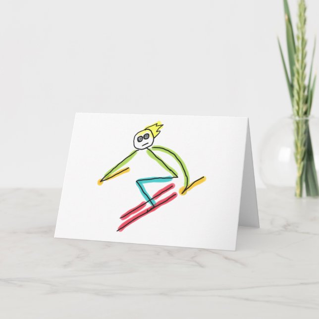 Tarjeta Skiing Stickman (Anverso)