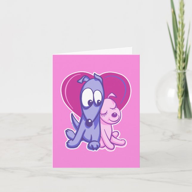 Tarjeta Skootle y Moon Pink Valentine 4x5.6" (Anverso)