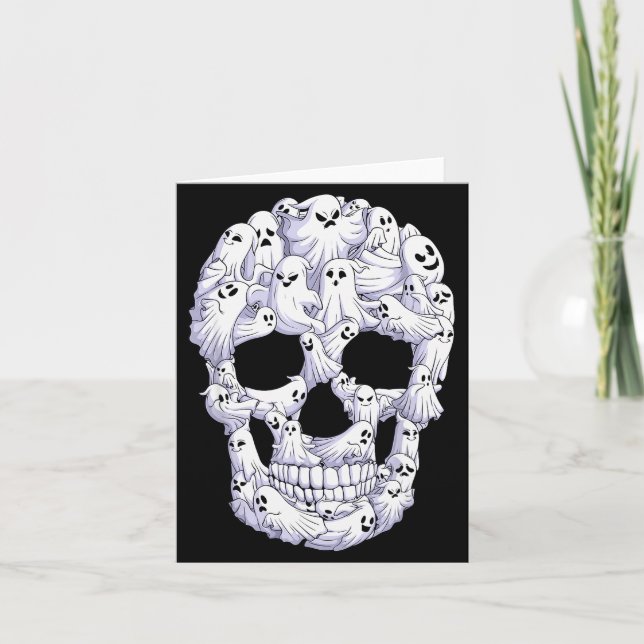 Tarjeta Skull Boo Ghost Funny Boo Ghosts Halloween Costume (Anverso)