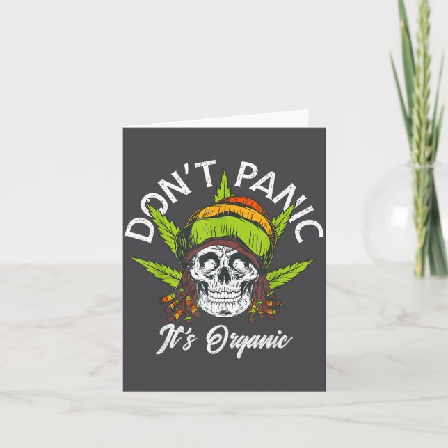 Tarjeta Skull Jamaica Rasta Funny Don´t Panic It´s Organic (Anverso)