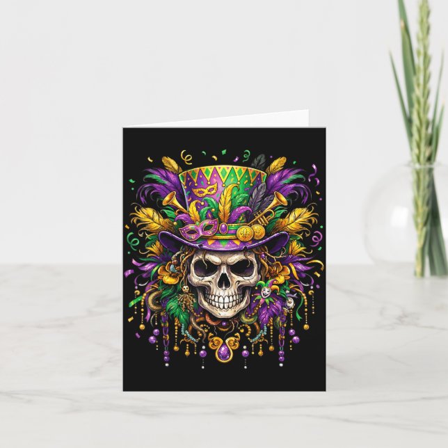 Tarjeta Skull Mardi Gras Men Women Kids Carnival New Orlea (Anverso)