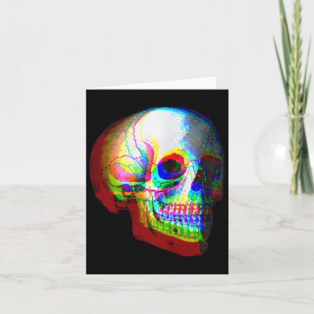 Tarjeta Skull Trippy Vaporwave Halloween Techno Rave Edm M (Anverso)