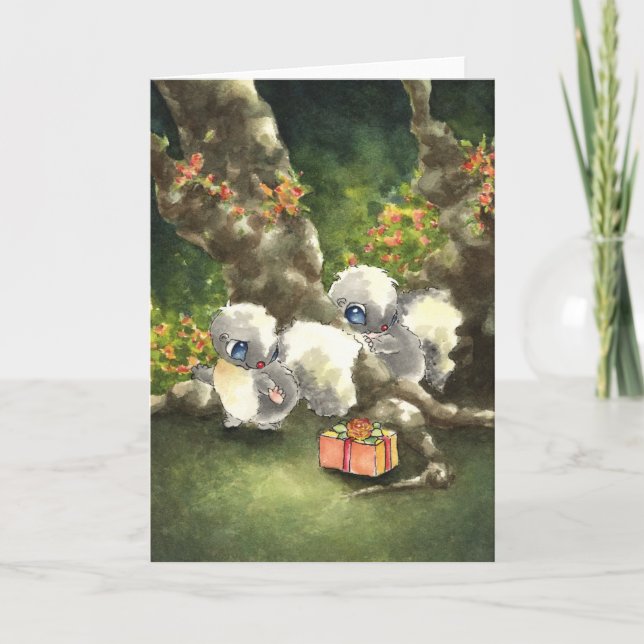 Tarjeta Skunks con un presente (Anverso)