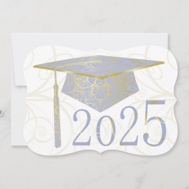 Tarjeta Sky Blue and Gold Floral Cap 2025 (Anverso)