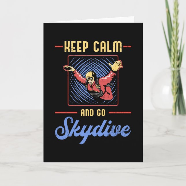Tarjeta Skydiver Retro de Skydiver Mantiene un regalo dive (Anverso)