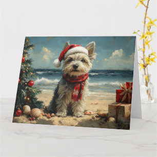 Tarjeta Skye Terrier Dog Navidades Vintage Beach