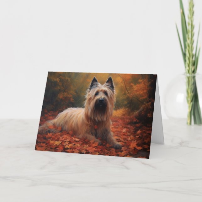 Tarjeta Skye Terrier en Otoño Hojas Caídas Inspiran (Anverso)