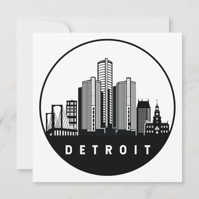 Tarjeta Skyline de Detroit Michigan (Anverso)