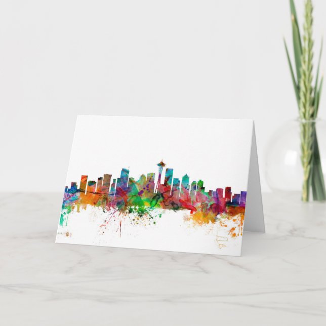 Tarjeta Skyline Seattle Washington (Anverso)