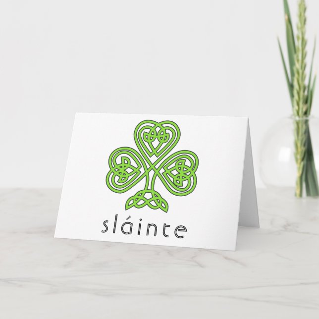 Tarjeta Slainte Celtic Shamrock Green St. Patrick's Day (Anverso)