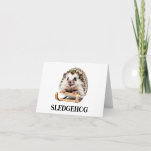 Tarjeta Sledgehog Funny Hedgehog Navidades Sleigh Blank