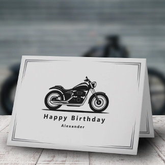 Tarjeta Sleek Black Motorcycle Silhouette Birthday Card