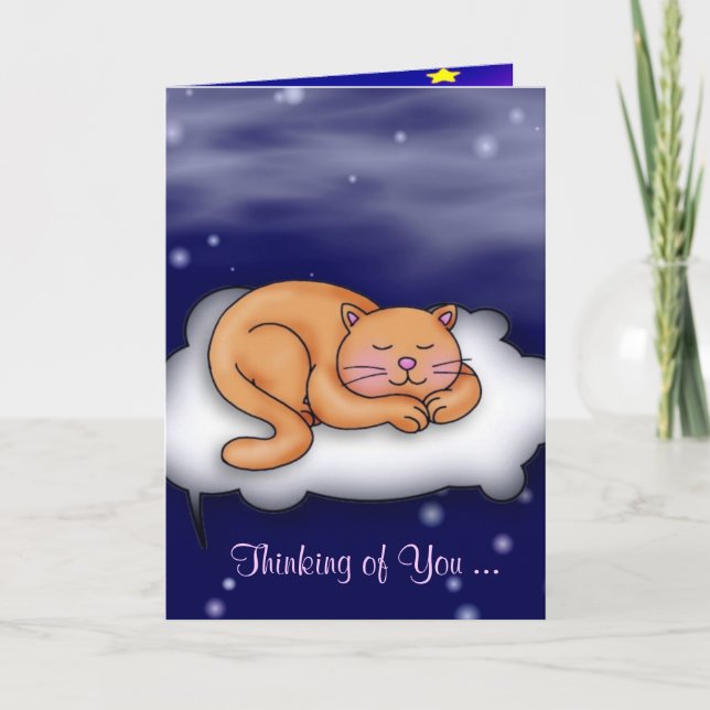 Tarjeta Sleeping Kitty - Pensando en ti (Anverso)