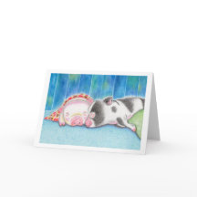 Sleeping Mini Pigs Piglets Folded Greeting Card