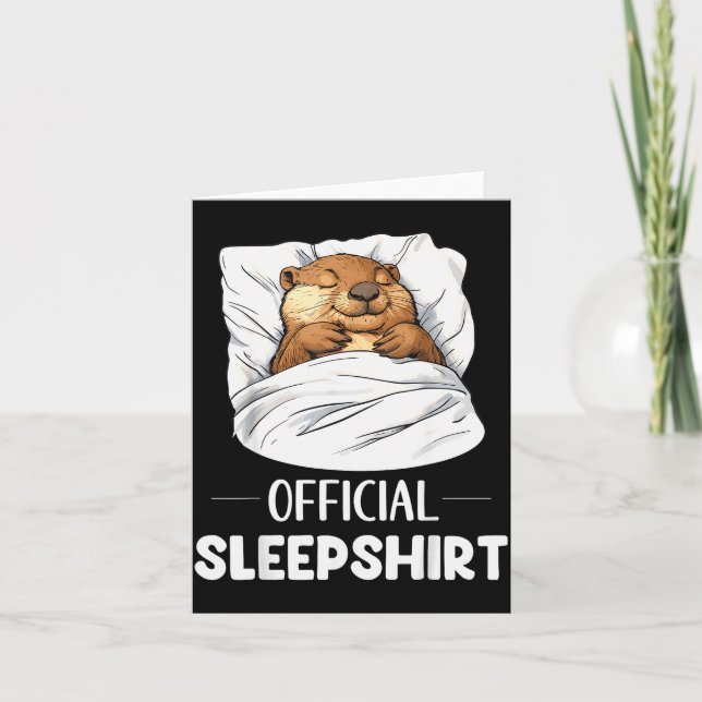 Tarjeta Sleepshirt Cute Sleeng Beaver Animal Lover Pajama  (Anverso)
