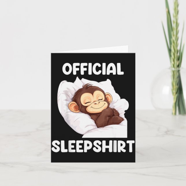 Tarjeta Sleepshirt Cute Sleeng Monkey Animal Lover Pajama  (Anverso)