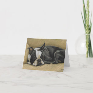 Tarjeta Sleepy Boston Terrier Dog Art Note Card