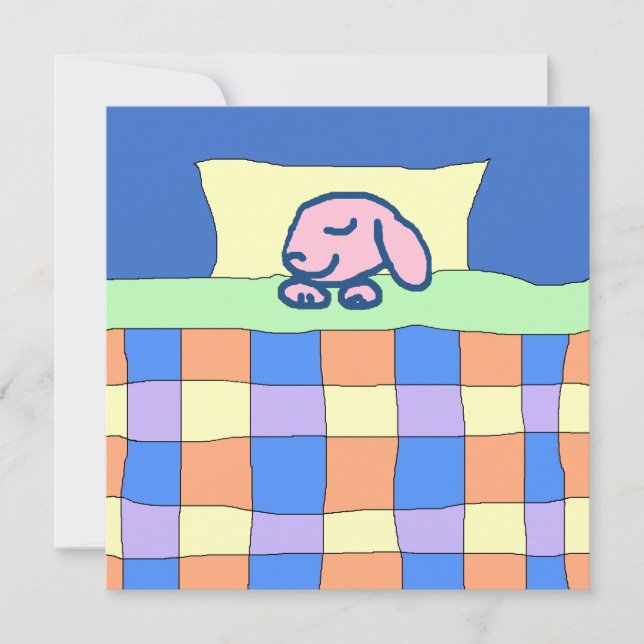 Tarjeta Sleepy Pink Bunny Sweet Dreams (Anverso)