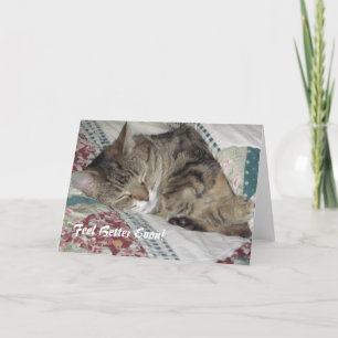 Tarjeta Sleepy Tabby Cat Recibir Un Buen Saludo