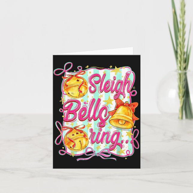 Tarjeta Sleigh Bells Ring Christmas Design For Girls  (Anverso)