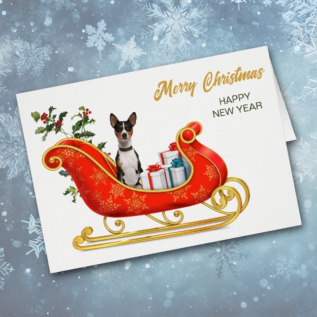 Tarjeta Sleigh de los Navidades de perro de Basenj (Subido por el creador)