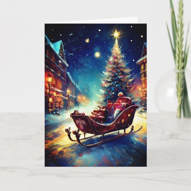 Tarjeta Sleigh de Santa (Anverso)