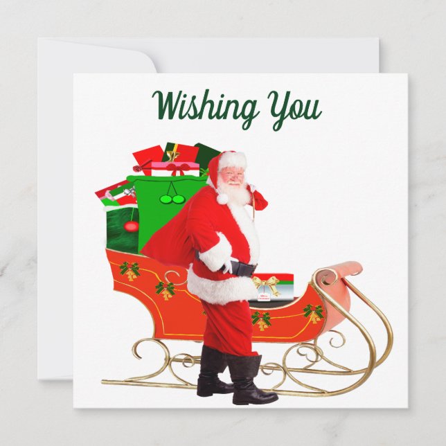 Tarjeta Sleigh De Santa Y Paquada (Anverso)