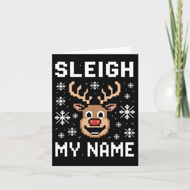Tarjeta Sleigh My Name Navidades feos Pixel Sleigh (Anverso)
